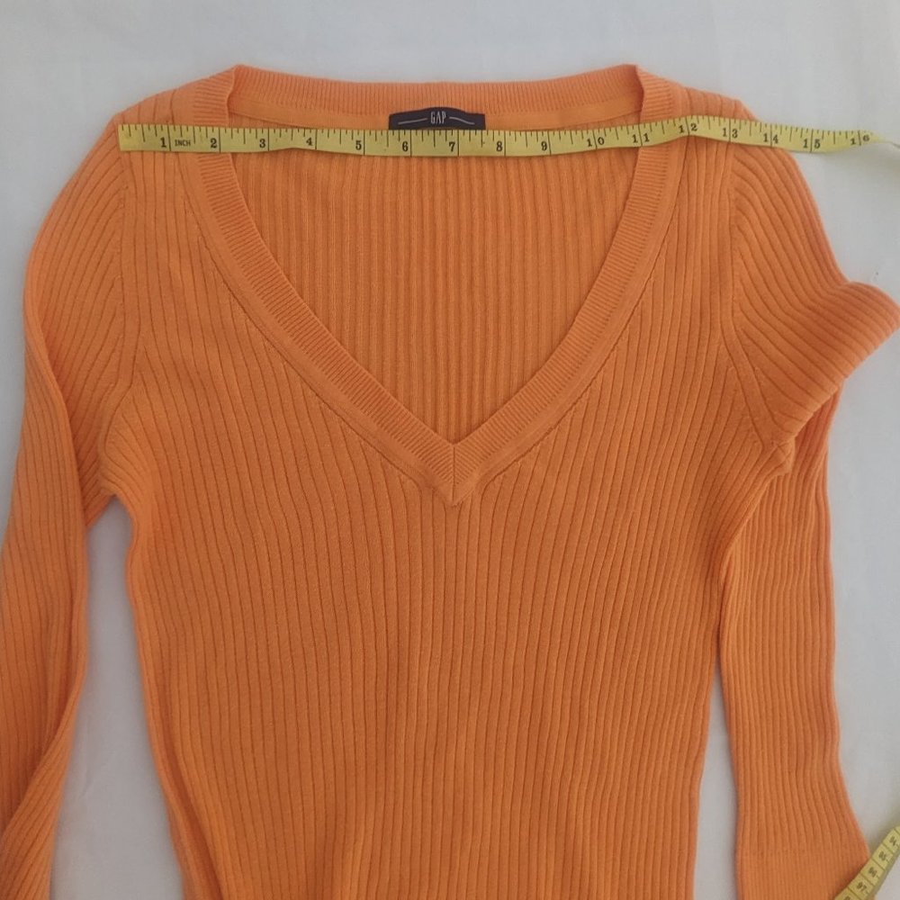 Cotton Rib Knit V-neck Long Sleeve Pull On Sweater* - Picture 10 of 15